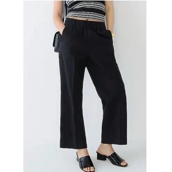 J. Crew Astrid Pull-On Elastic Waist Wide Crop Trousers Chino Pant Black XL - Picture 9 of 9
